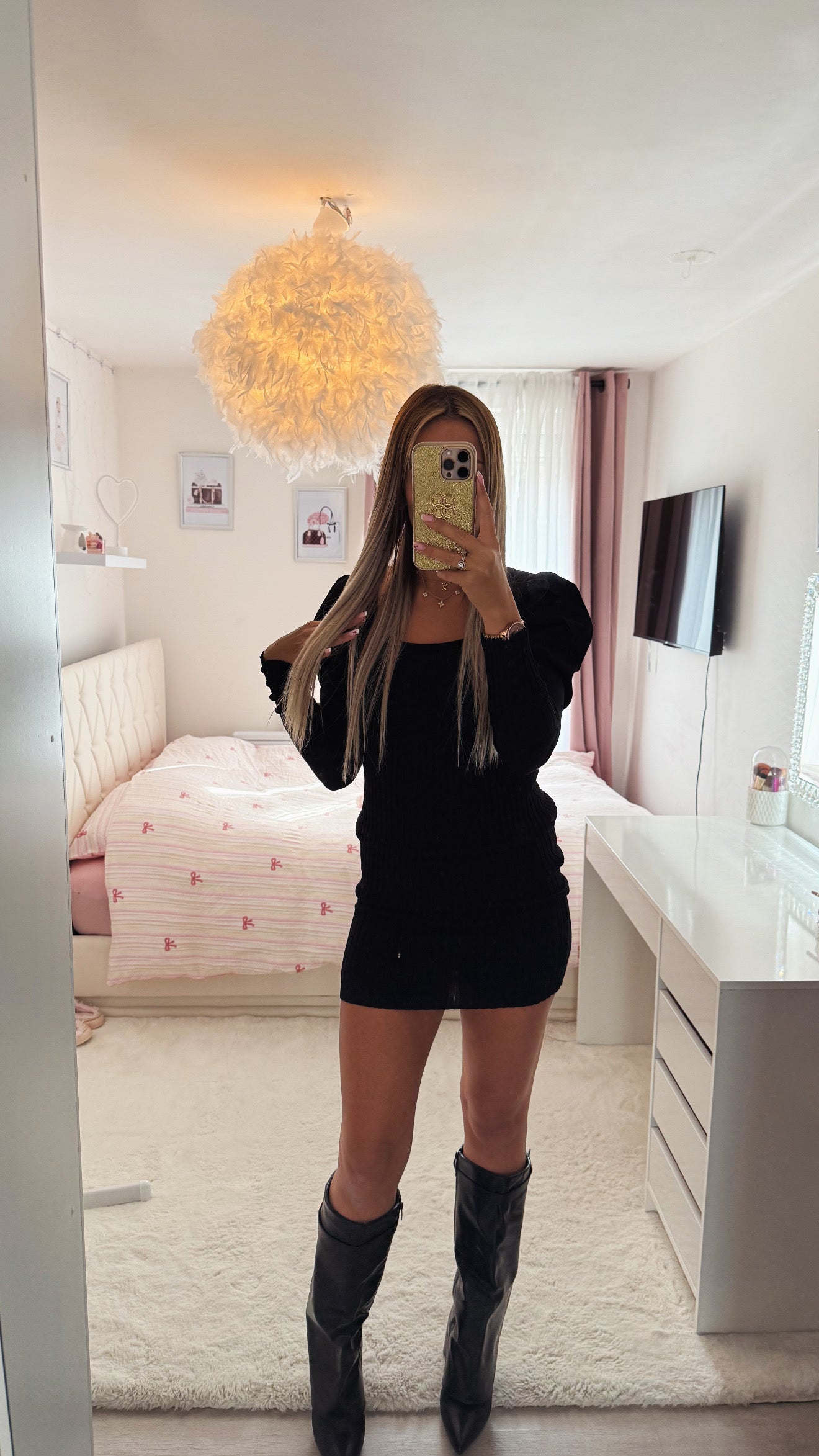 Robe pull manches bouffantes