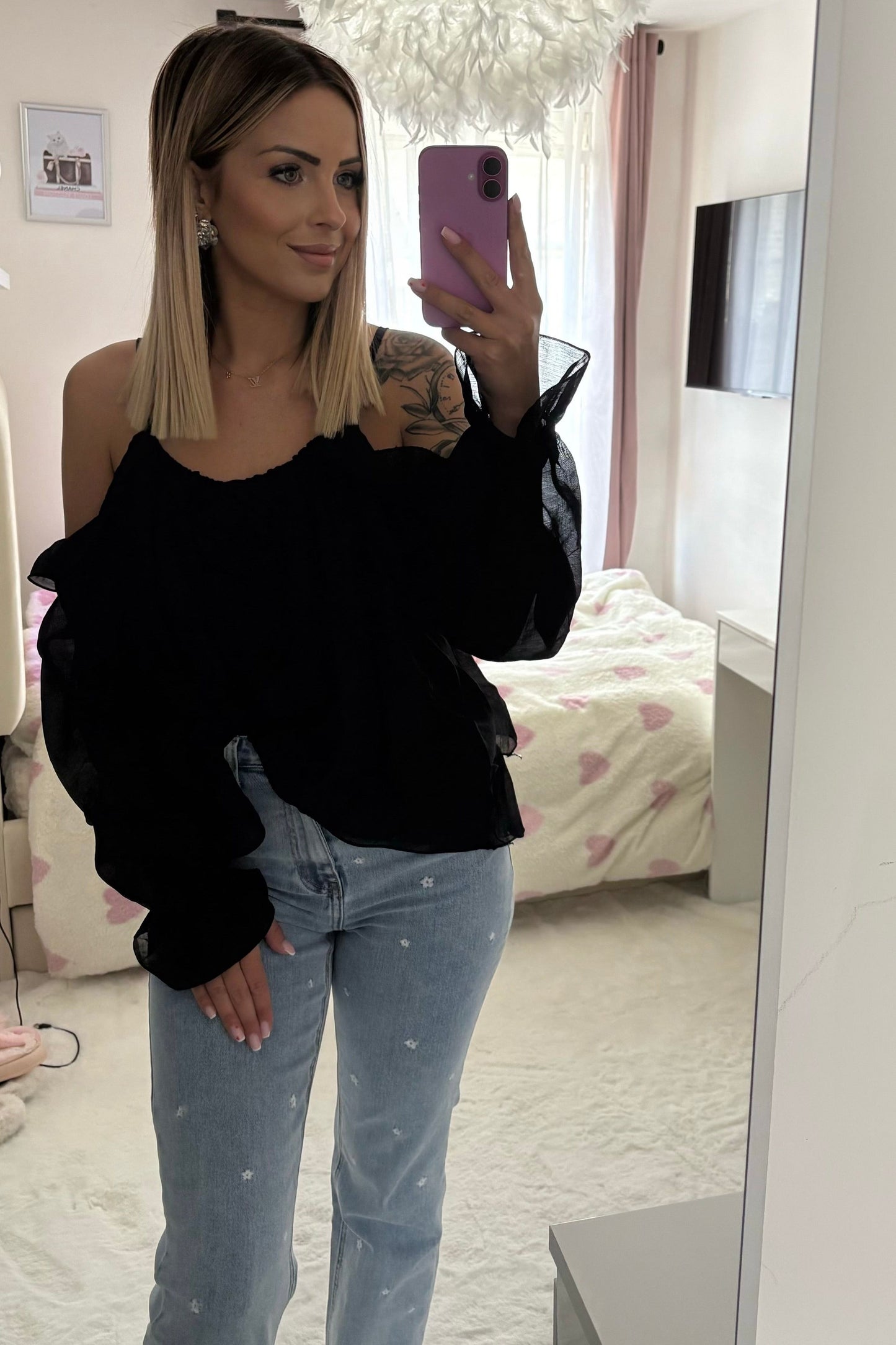 Top fluide épaule dénudé grande taille