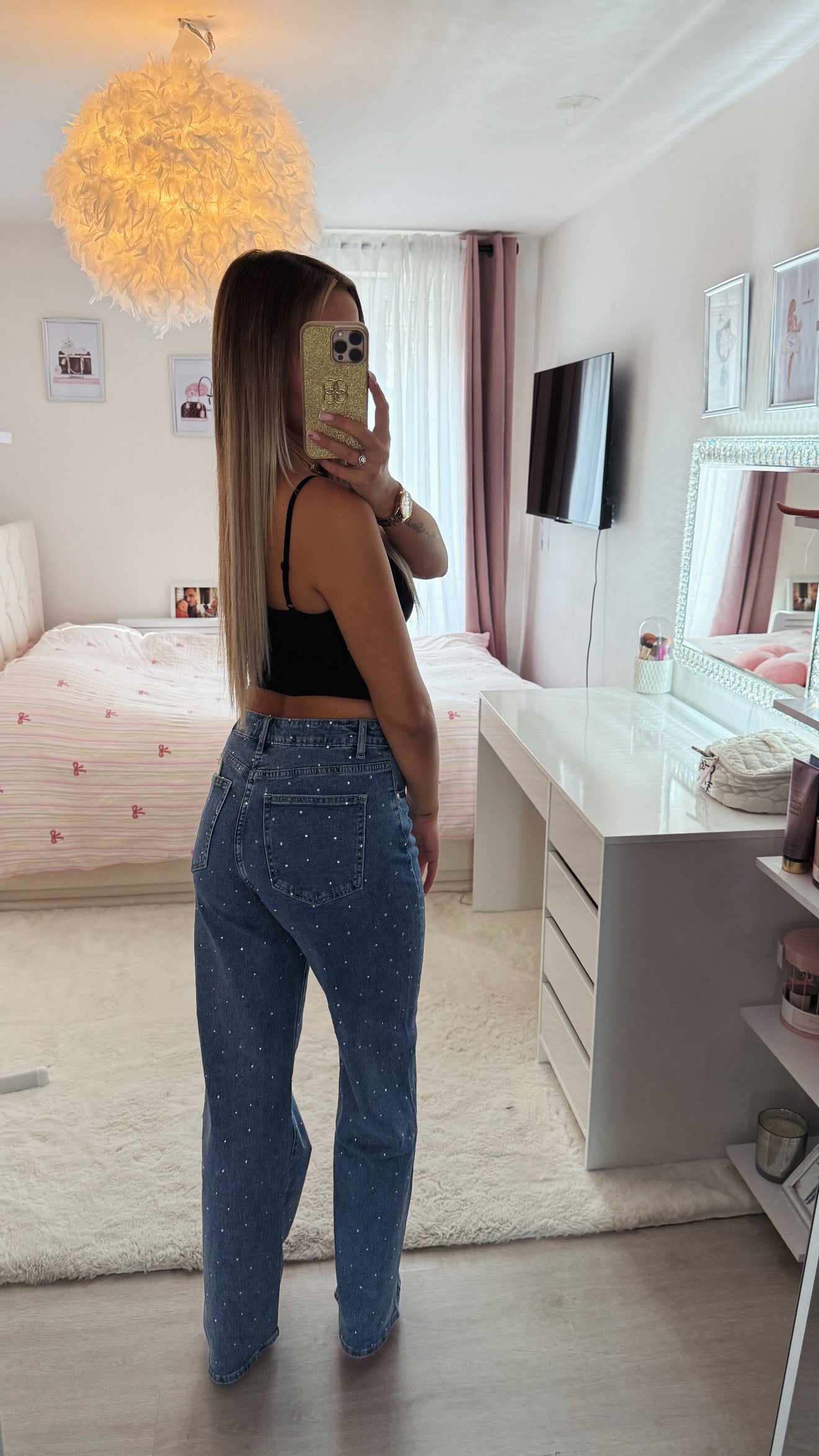 Jeans droit strass