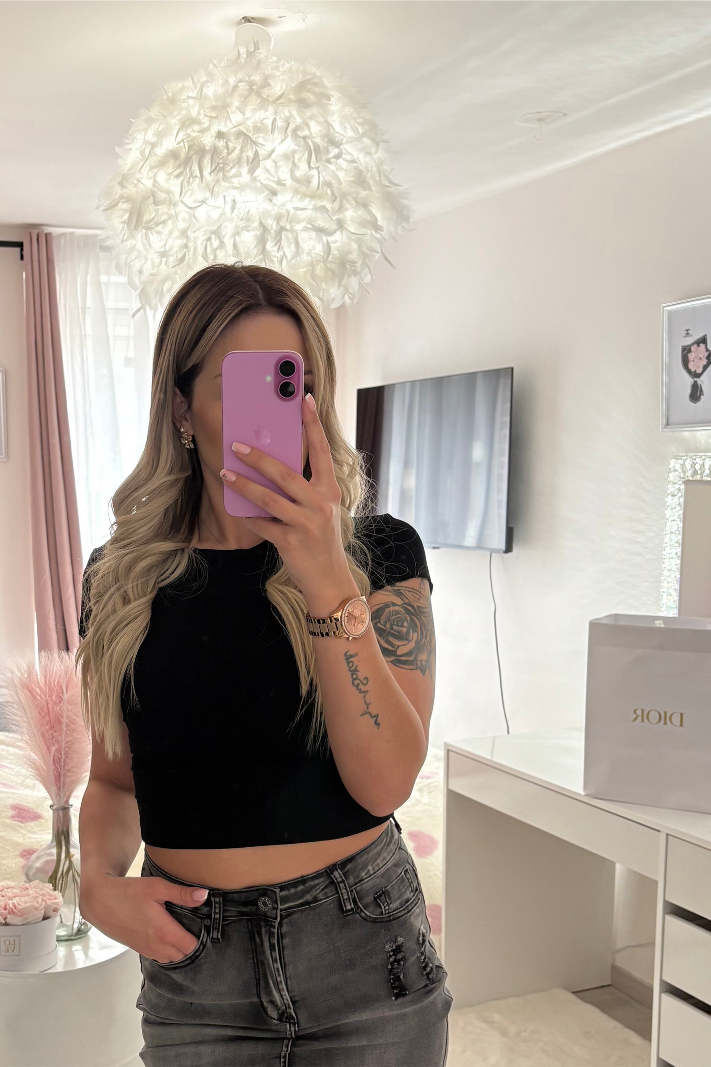 Crop tee/shirt avec noeud satiné au dos