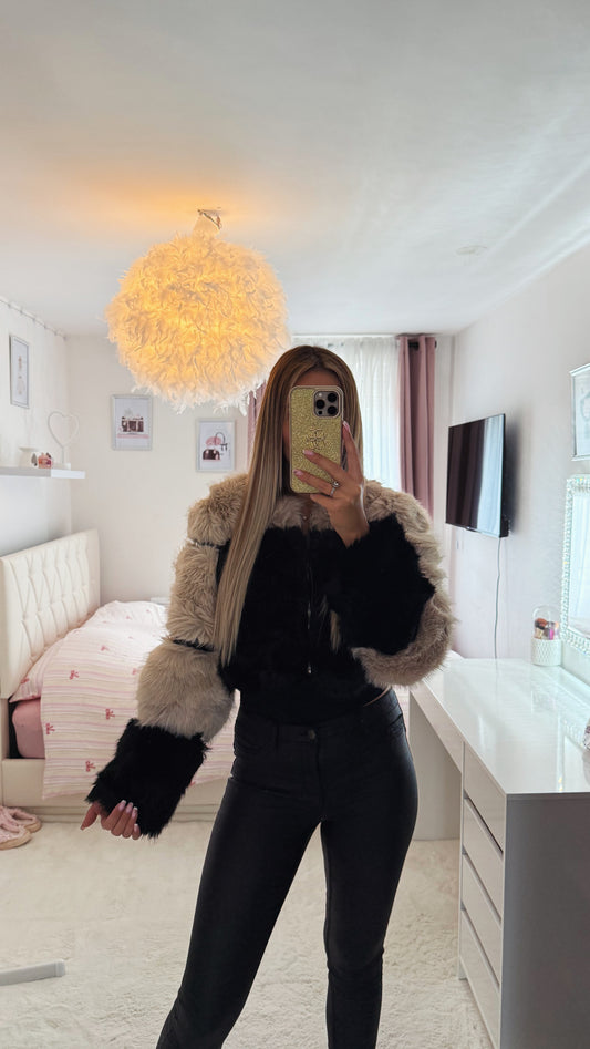 Manteau court fausse fourrure