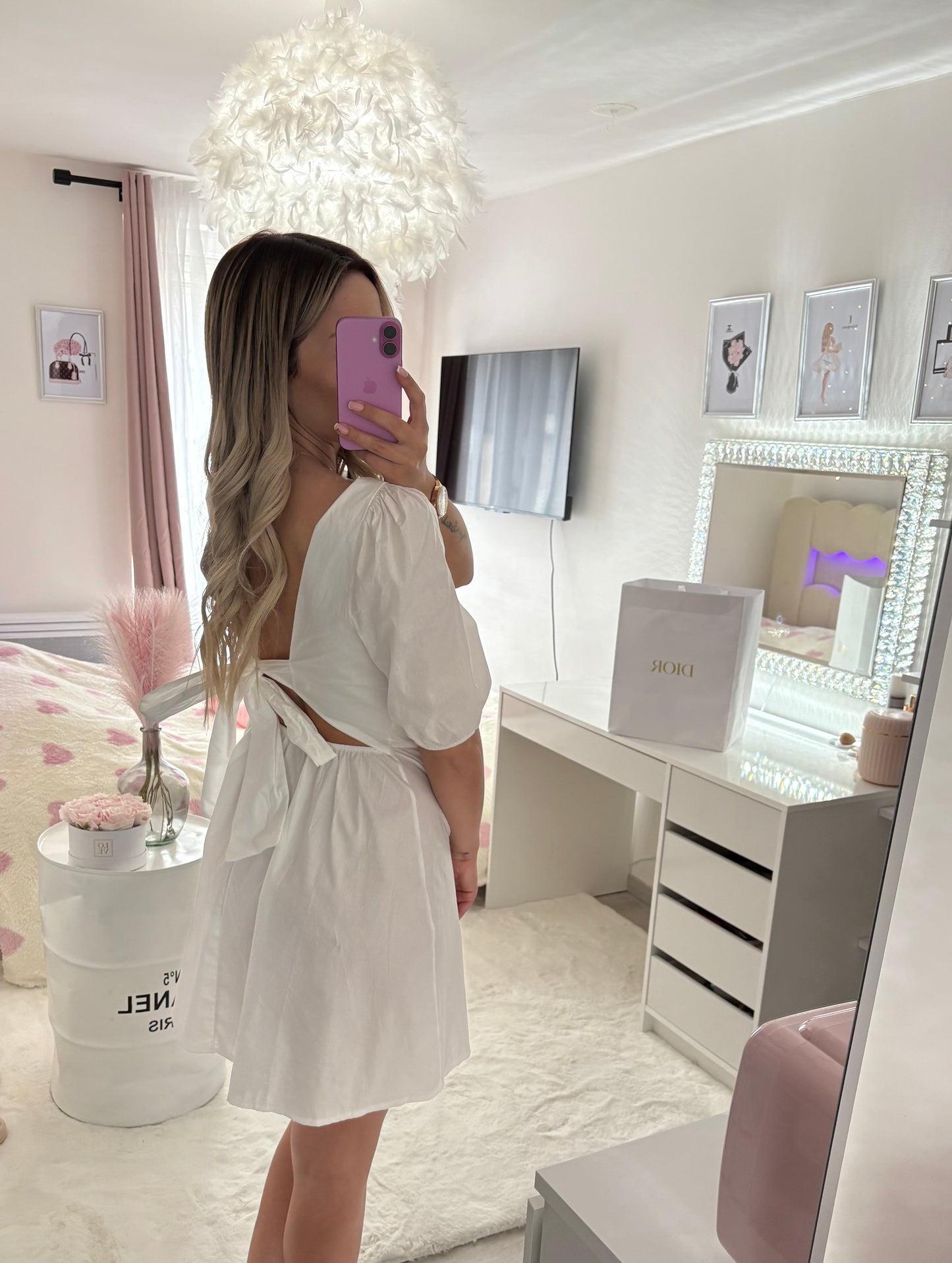 Robe noeud à jouer au dos coton