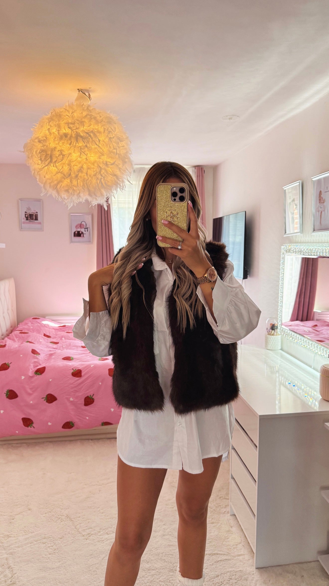 Gilet sans manche fausse fourrure