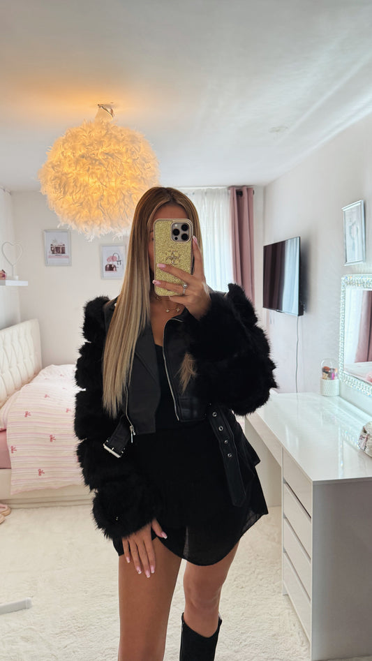 Veste bimatiere similicuir