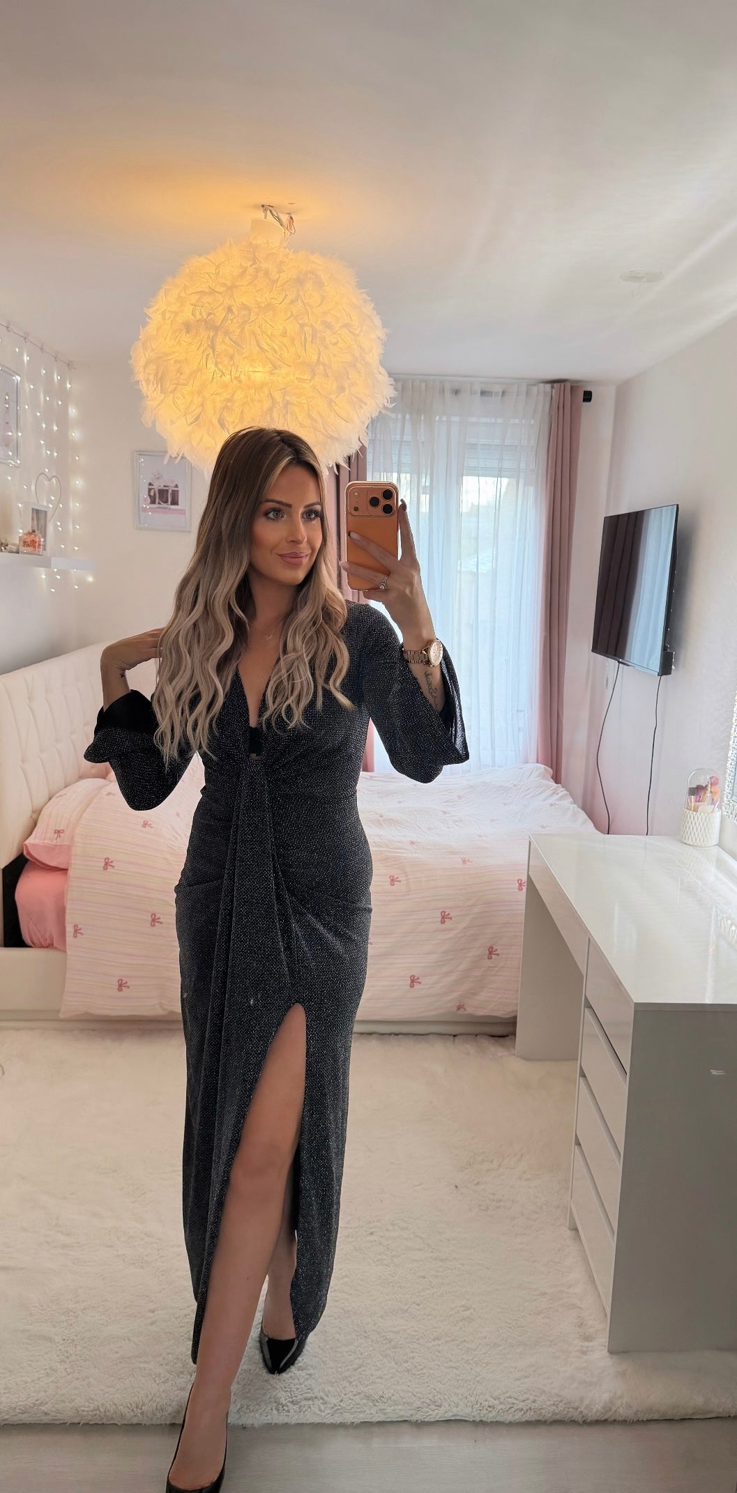 Robe longue argenté