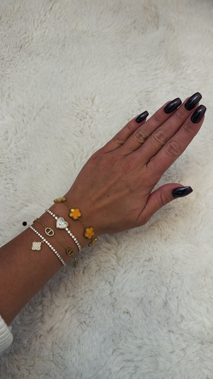 Bracelet trèfle coulissant ajustable