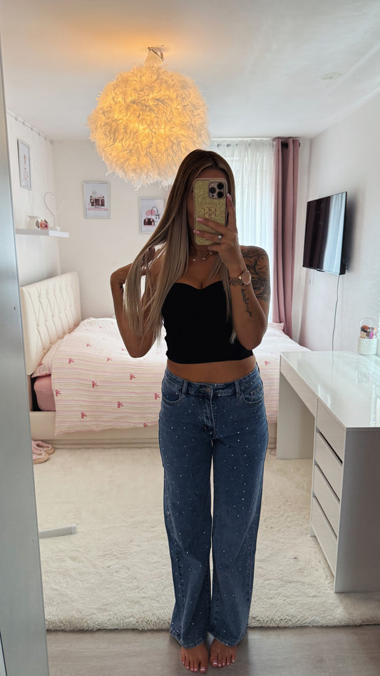Jeans droit strass