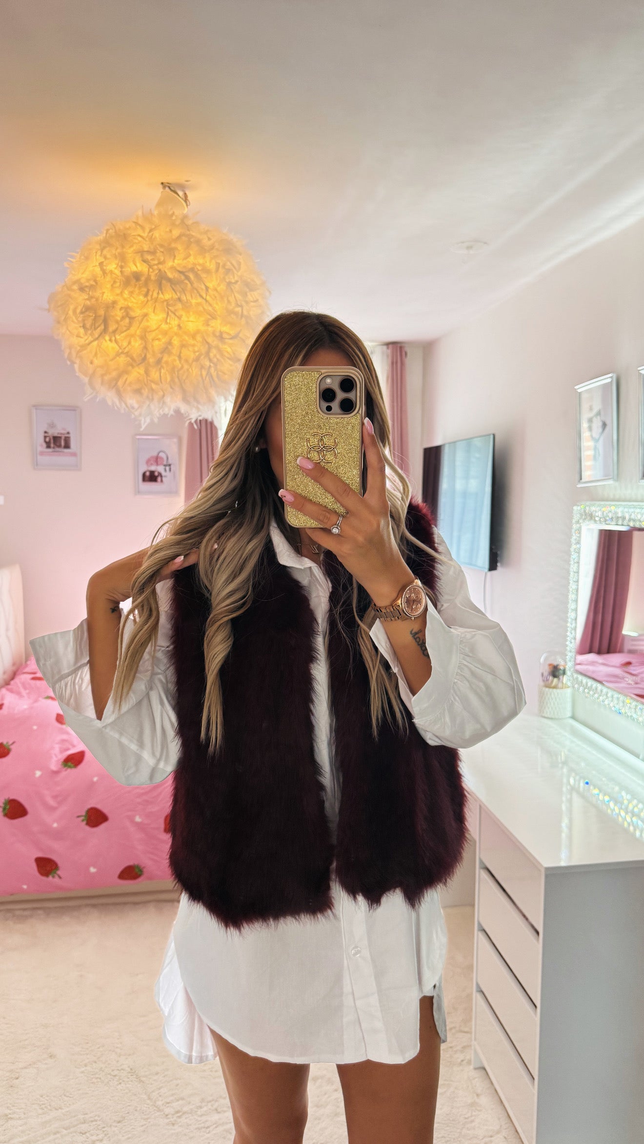 Gilet sans manche fausse fourrure