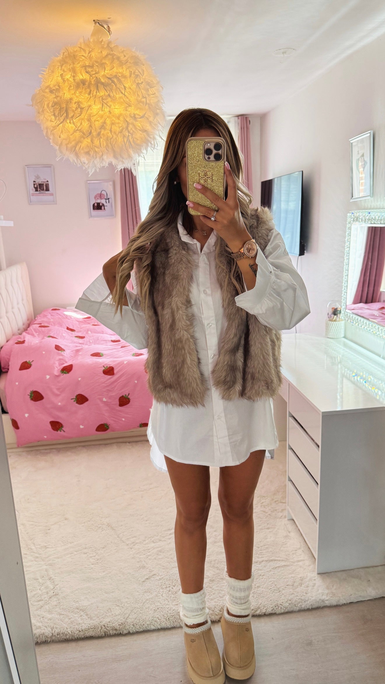 Gilet sans manche fausse fourrure