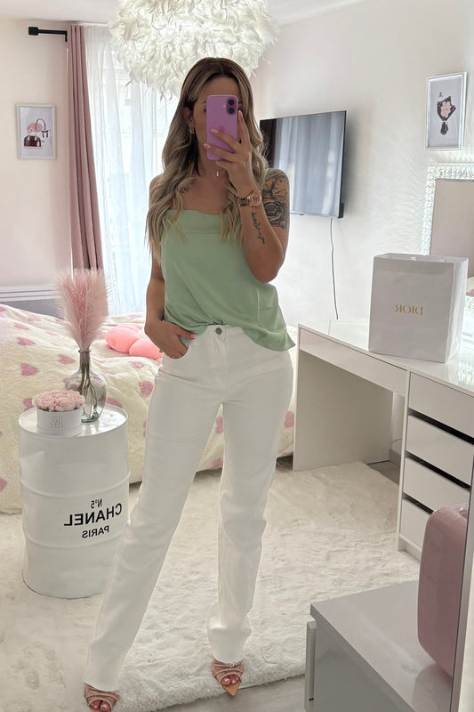 Jeans extra long Straight fit blanc