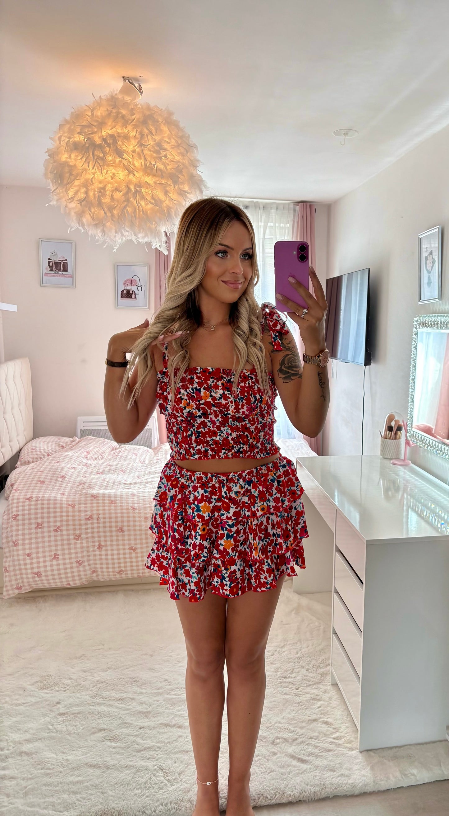 Ensemble top et jupe fleurie