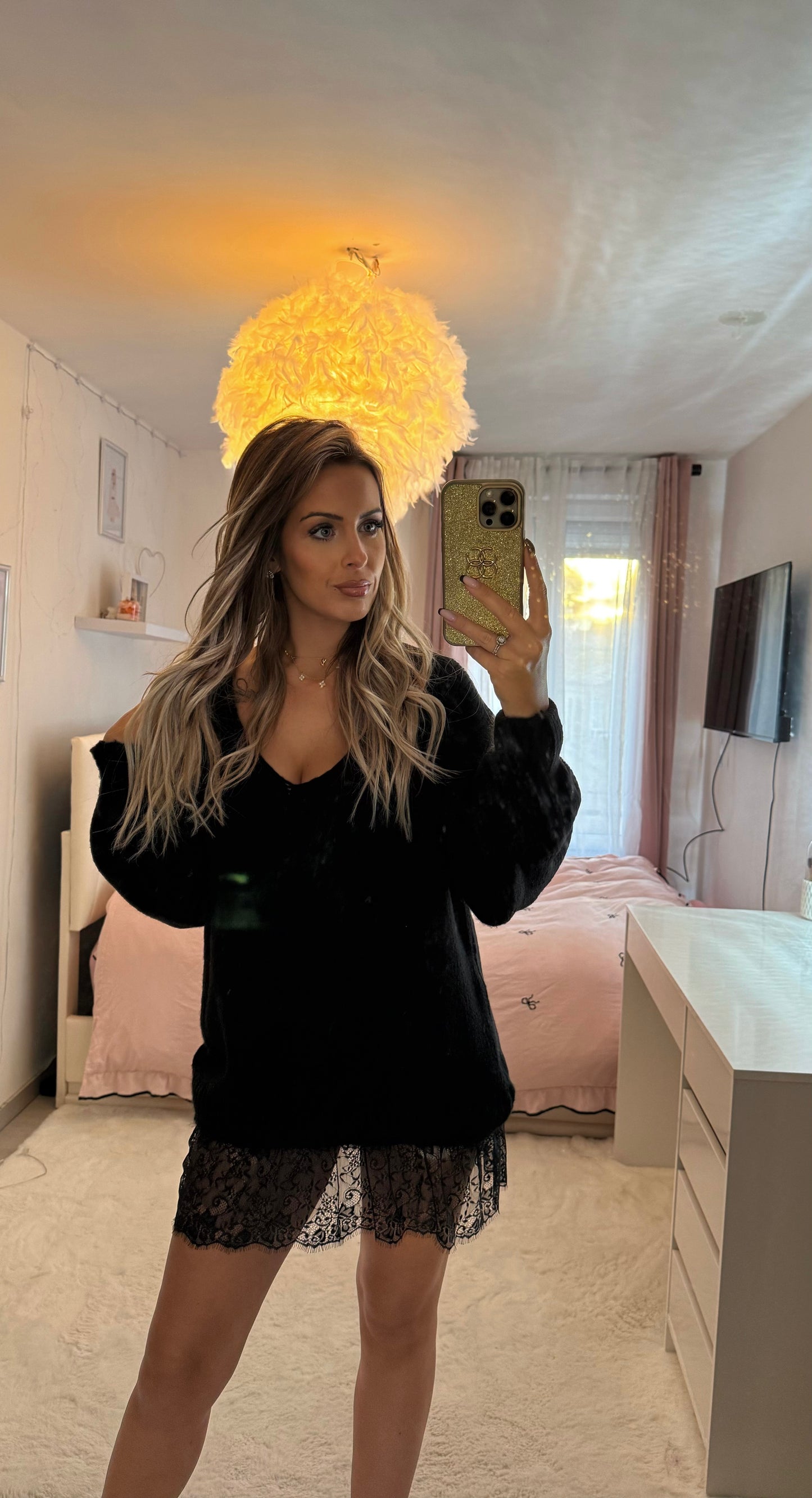 Robe pull en dentelle mohair